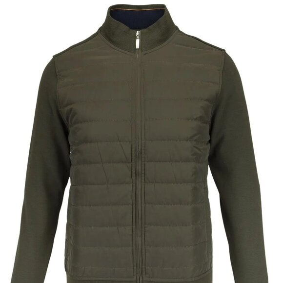 Guide London Olive Green Puffer Front Knit Jacket - Picture 1 of 1